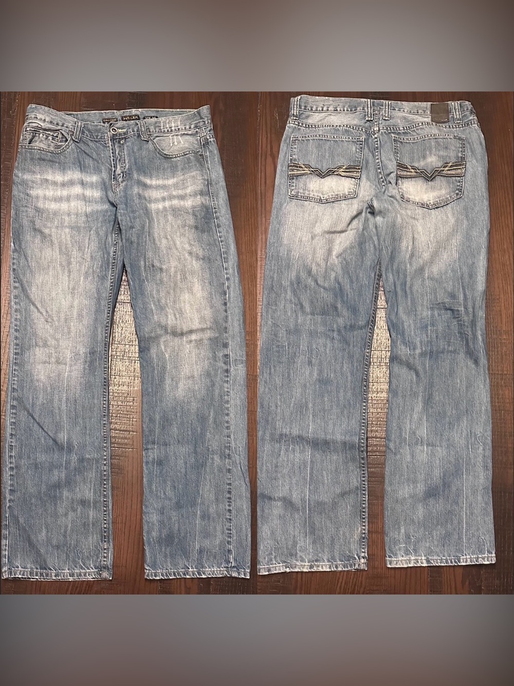 Helix Relaxed Straight Blue Jeans Denim Size 34 X 34 Light Wash